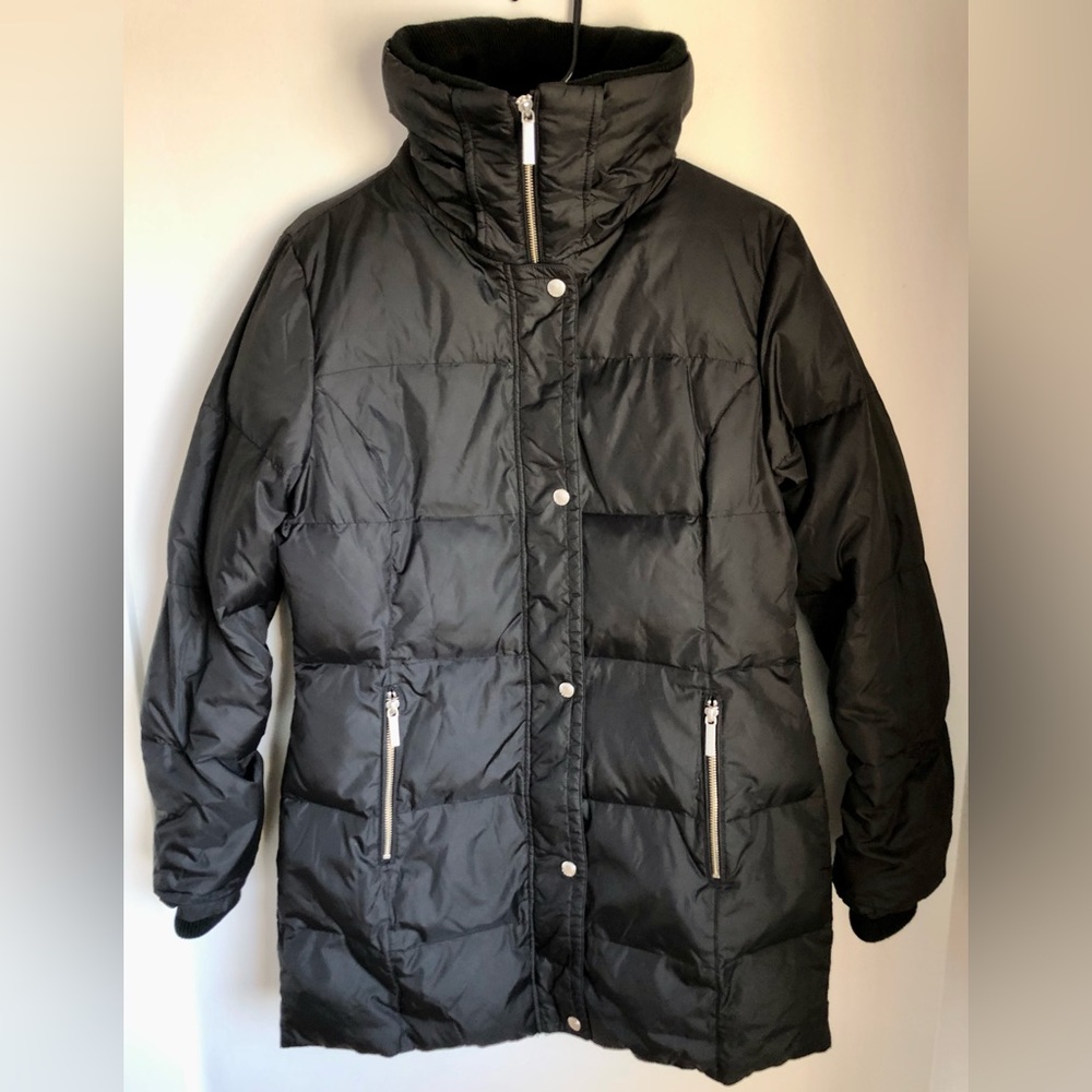 Michael Kors Full Zip Long Down Puffer Jacket Size Small Black